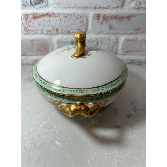 Antique Limoges D&C France L. Bernardaud & Co Covered Serving Dish Gold Accents - Picture 2 of 13